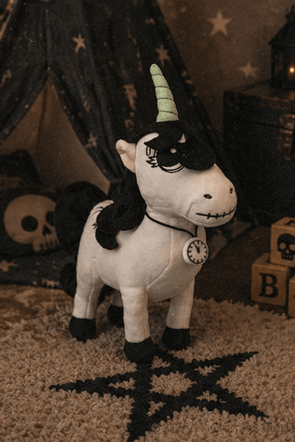 Gothic Lunabones Unicorn Halloween Guardian Plush