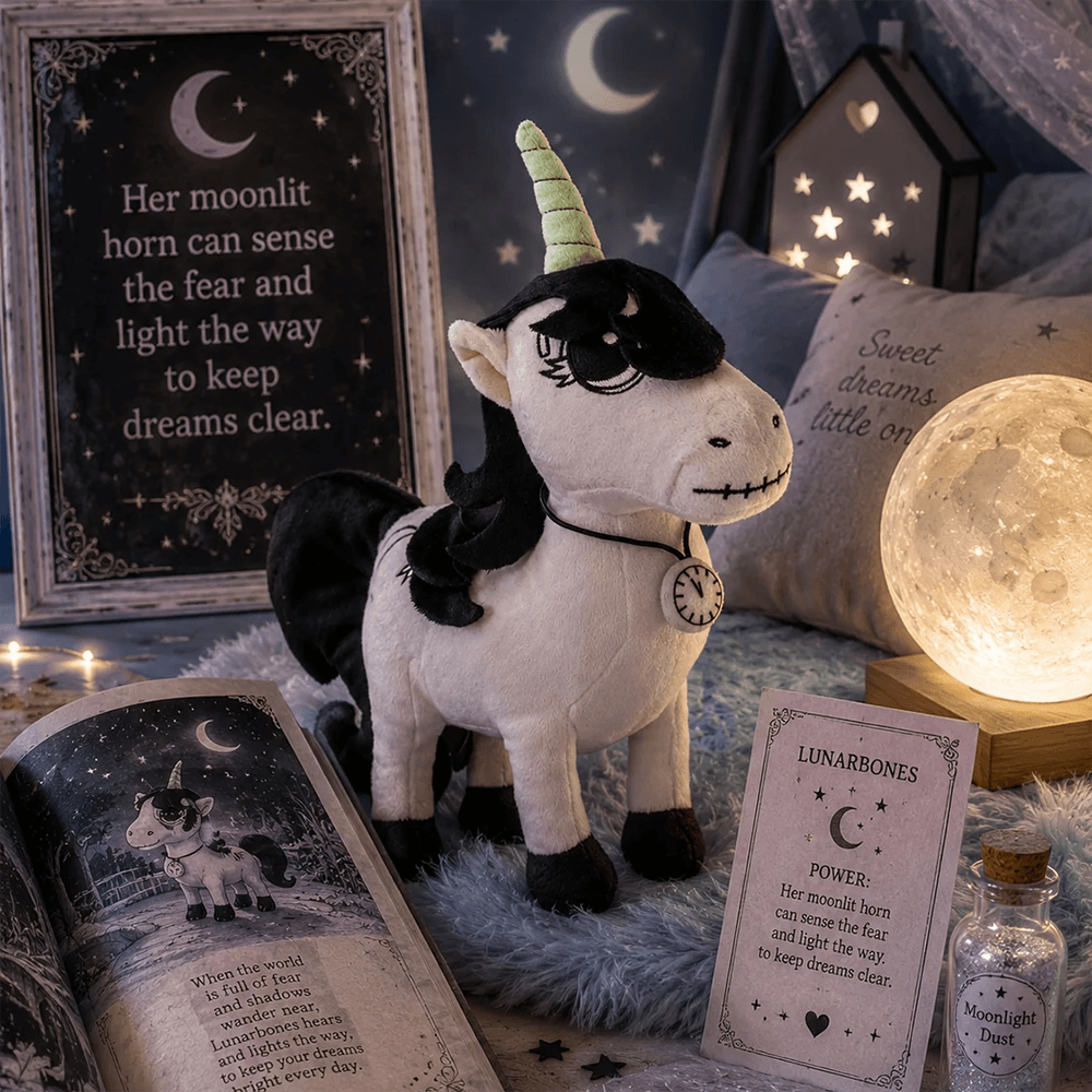 Gothic Lunabones Unicorn Halloween Guardian Plush