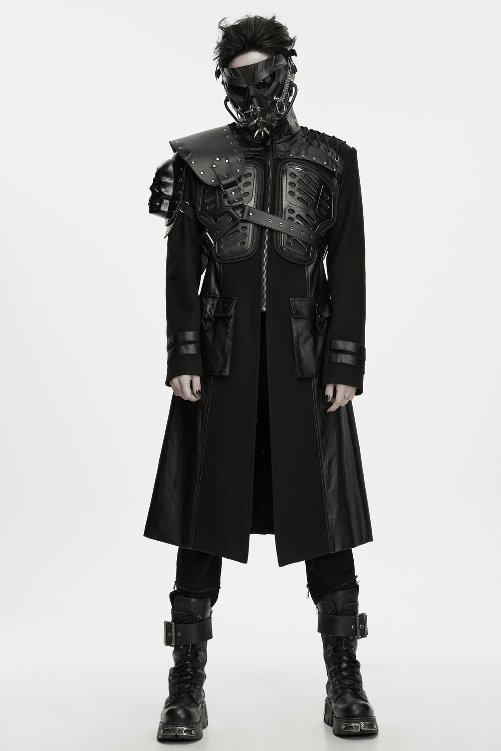 Gothic Military Armor Long Punk Coat With Studded