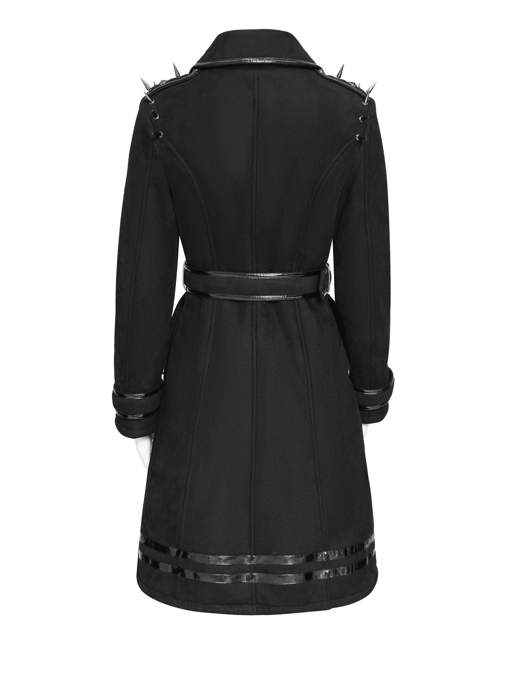 Gothic Military Coat with Chains and Spiked Shoulders