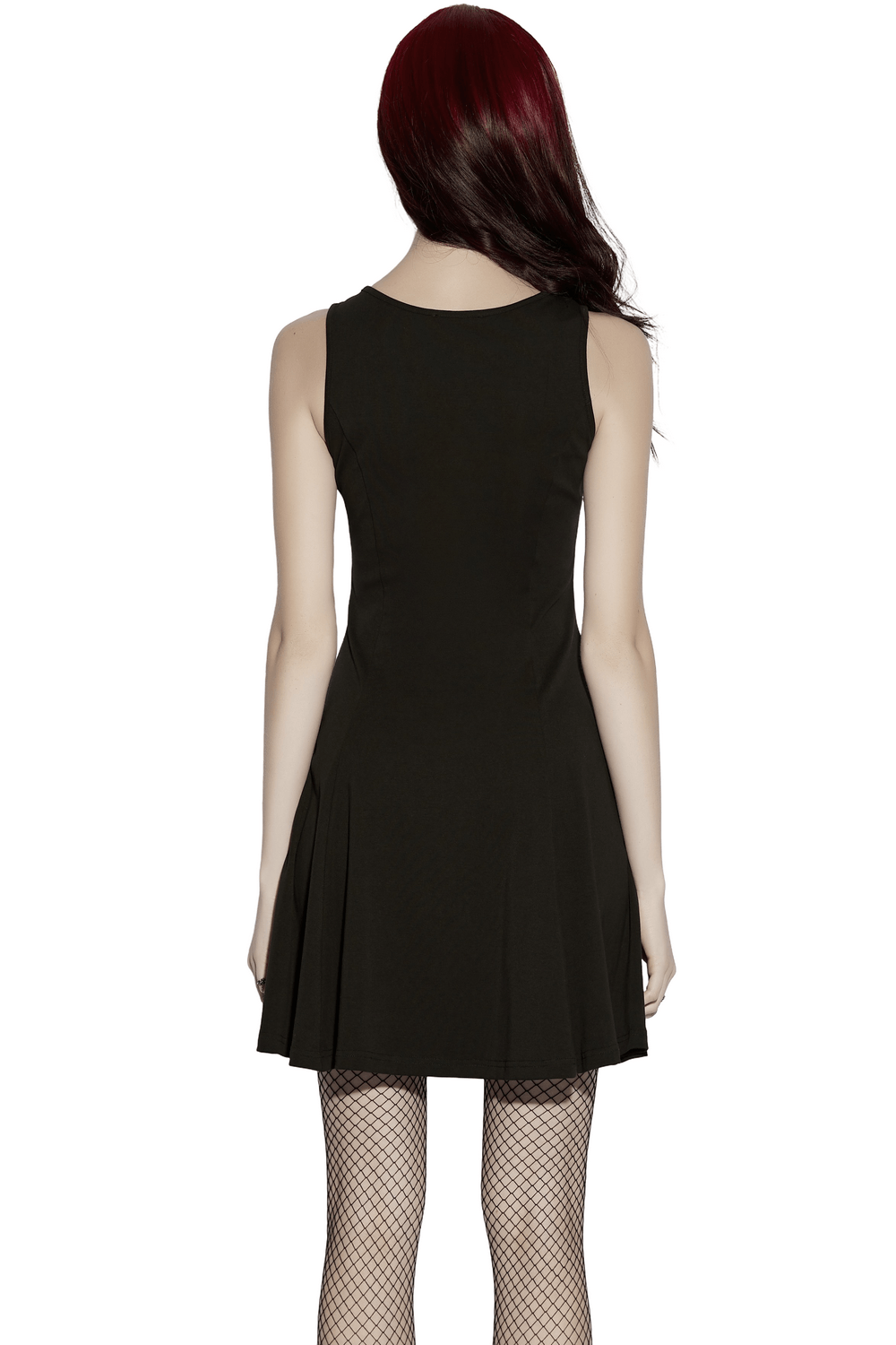 Gothic Moon Phase Skater Black Dress for Women