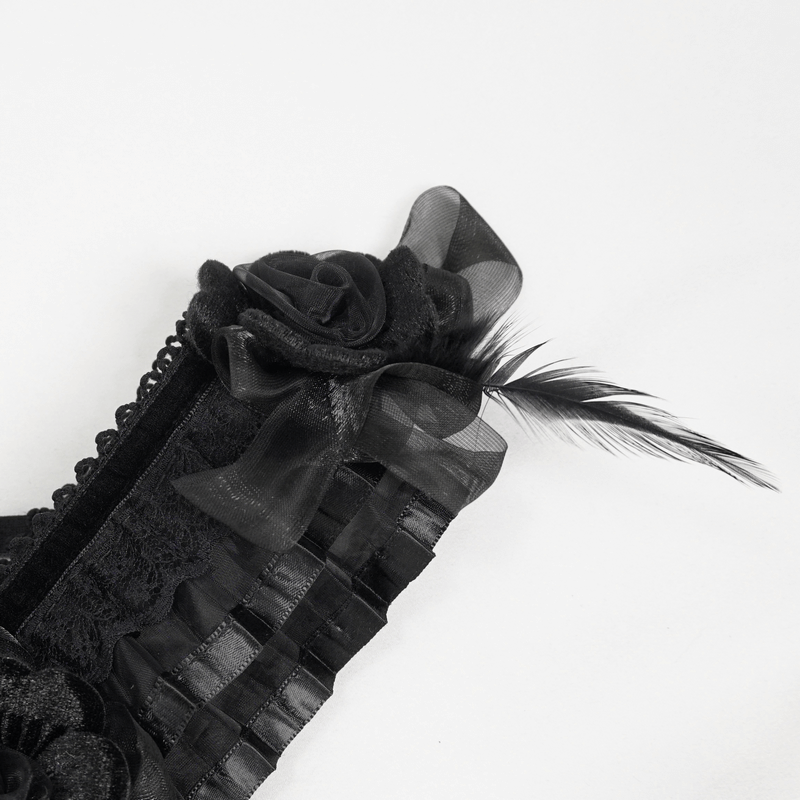 Gothic Off Shoulder Semi Transperent Dress / Women's Pattern Ruffled Dress