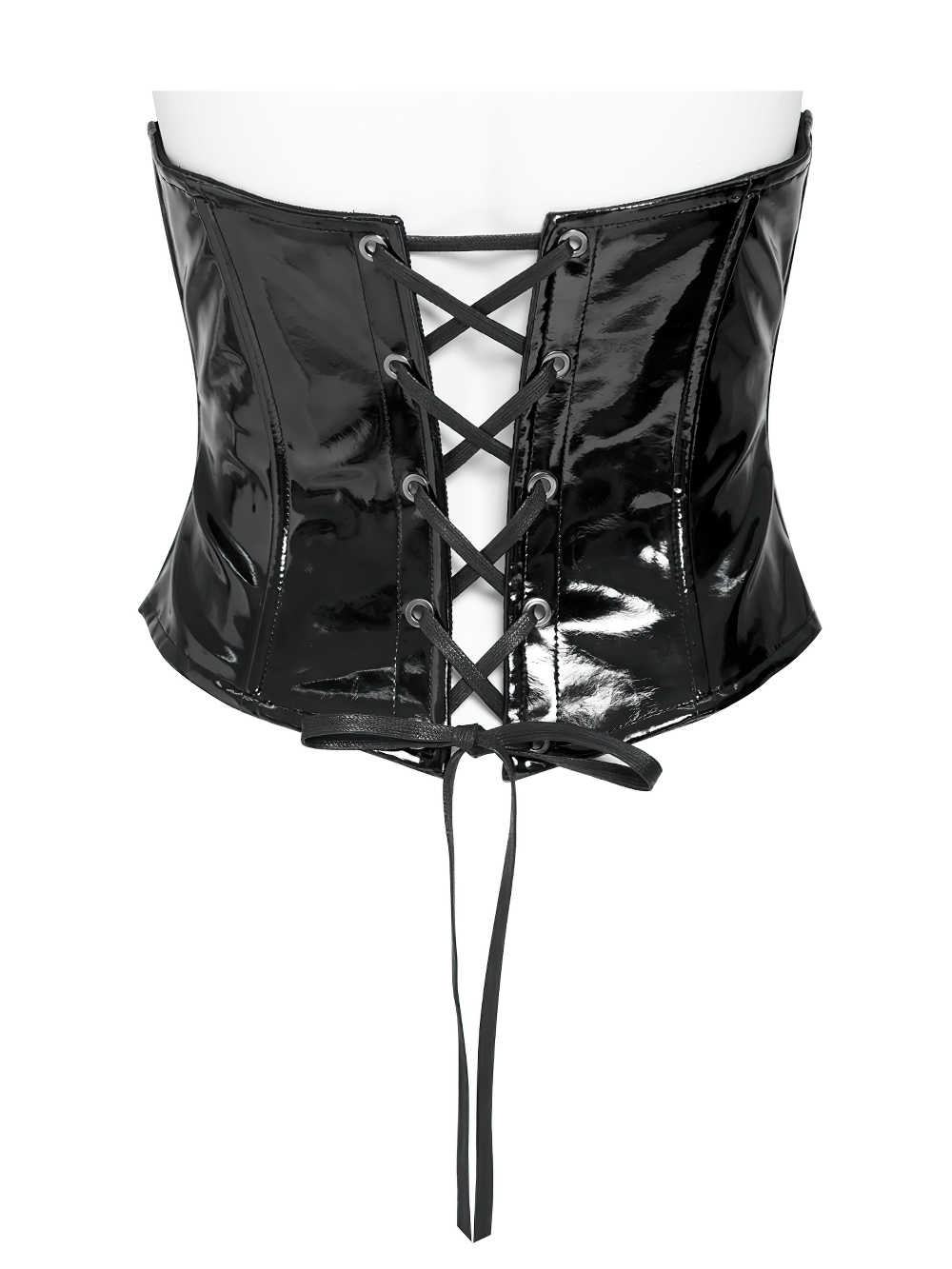Gothic Patent Leather Corset Belt with Buckle Hardware