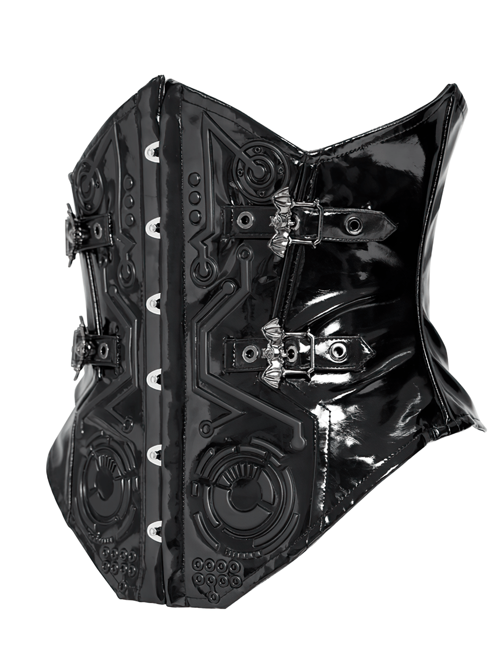 Gothic Patent Leather Corset Belt with Buckle Hardware
