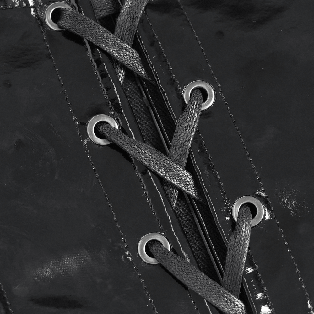 Gothic Patent Leather Corset Belt with Buckle Hardware
