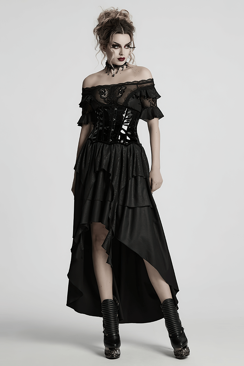 Gothic Patent Leather Lace-up Corset with Adjustable Back