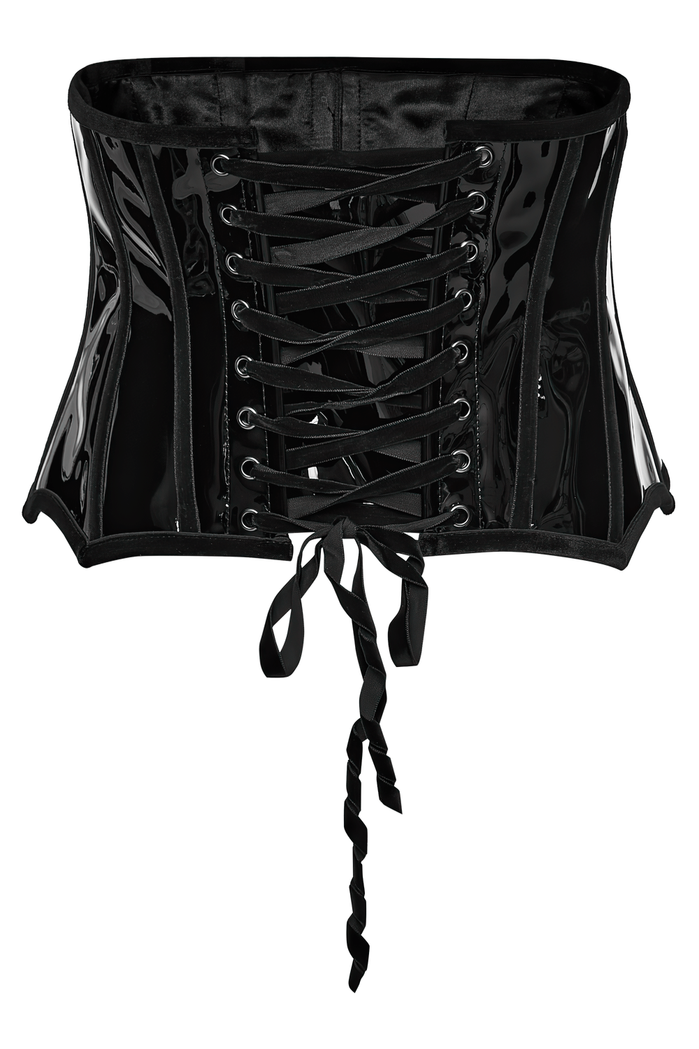 Gothic Patent Leather Lace-up Corset with Adjustable Back