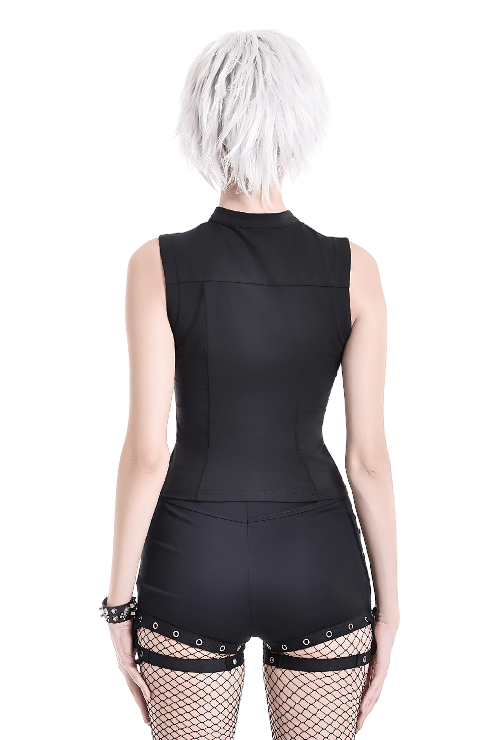 Gothic Pentagram Harness Black Sleeveless Top