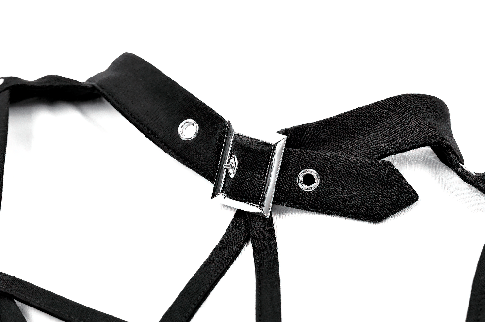 Gothic Pentagram Harness Black Sleeveless Top