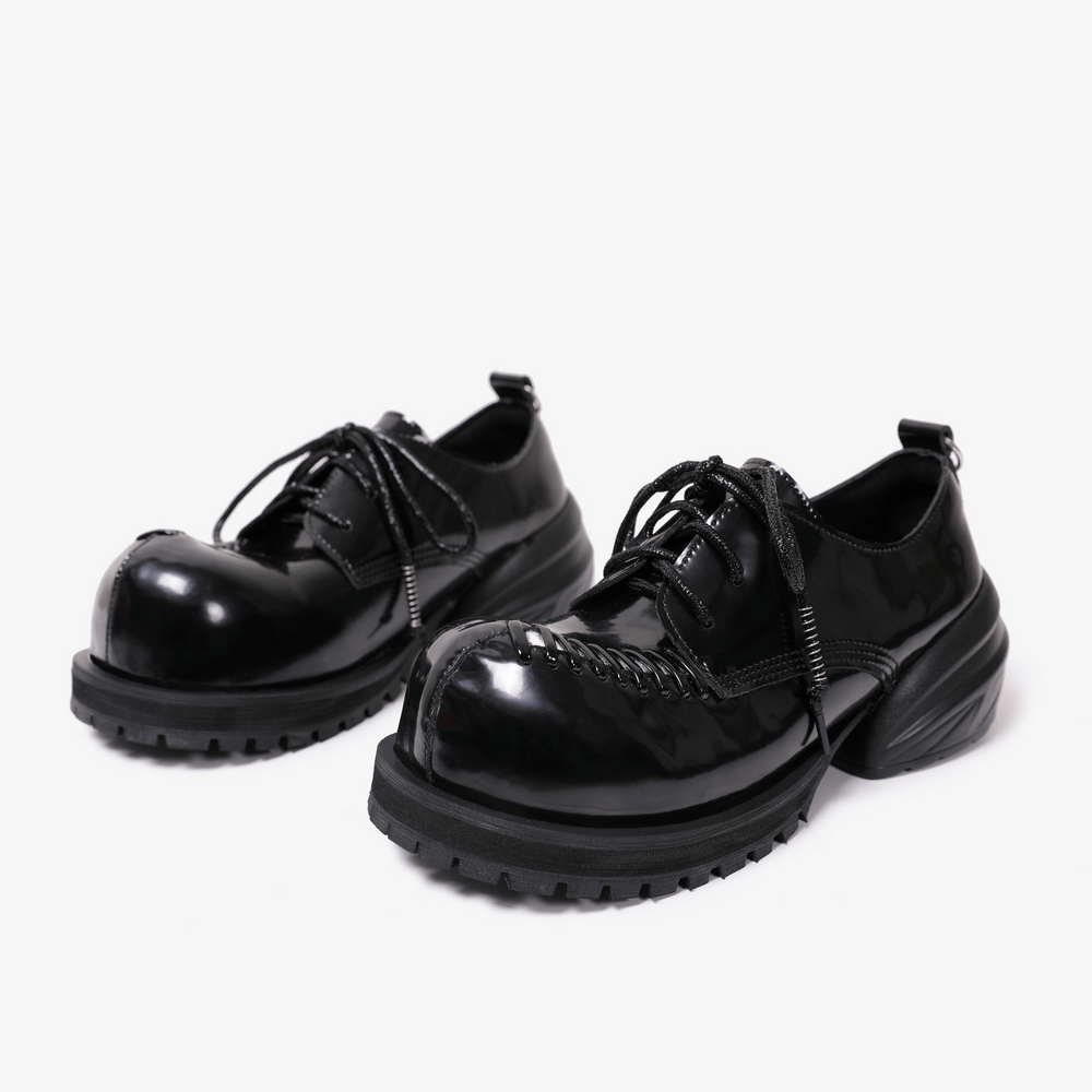 Gothic Platform Derby Shoes with Metal Toe Detail