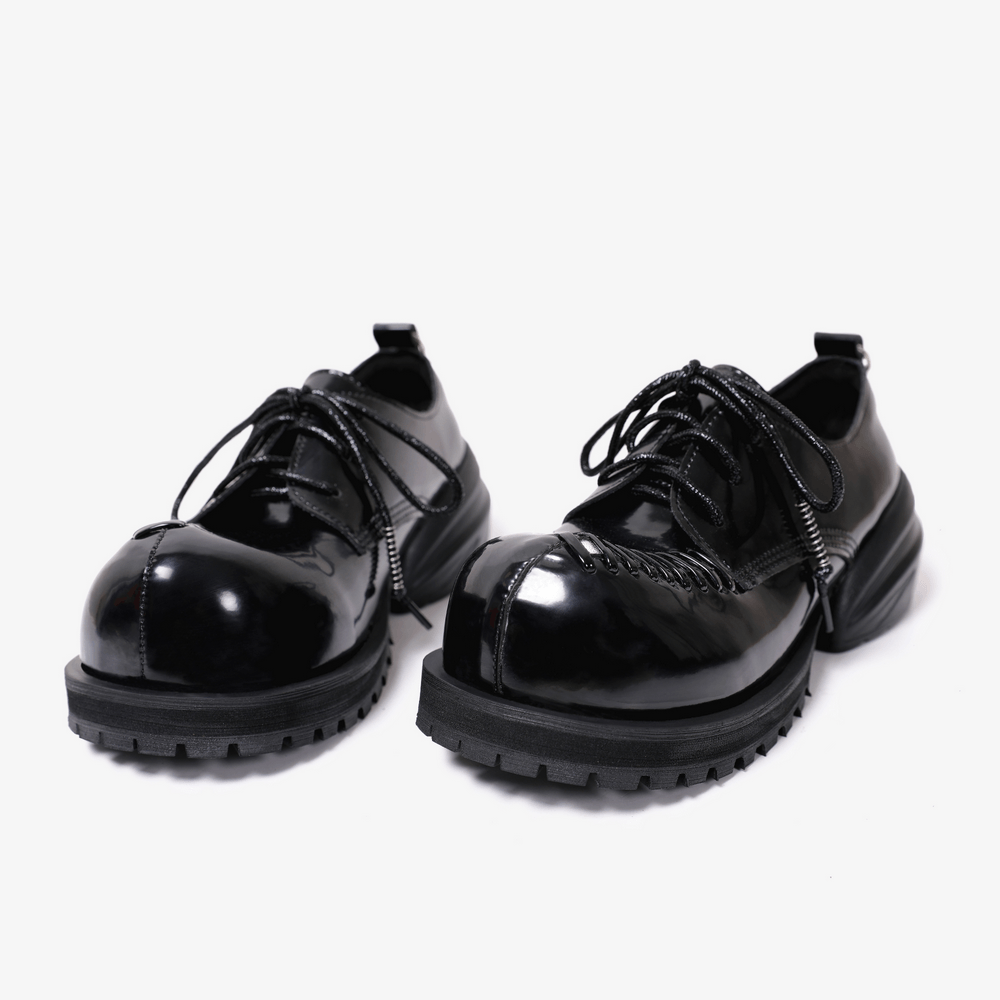 Gothic Platform Derby Shoes with Metal Toe Detail