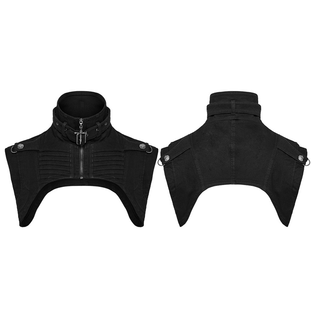 Gothic Punk Black High Collar Denim Shoulder Cape