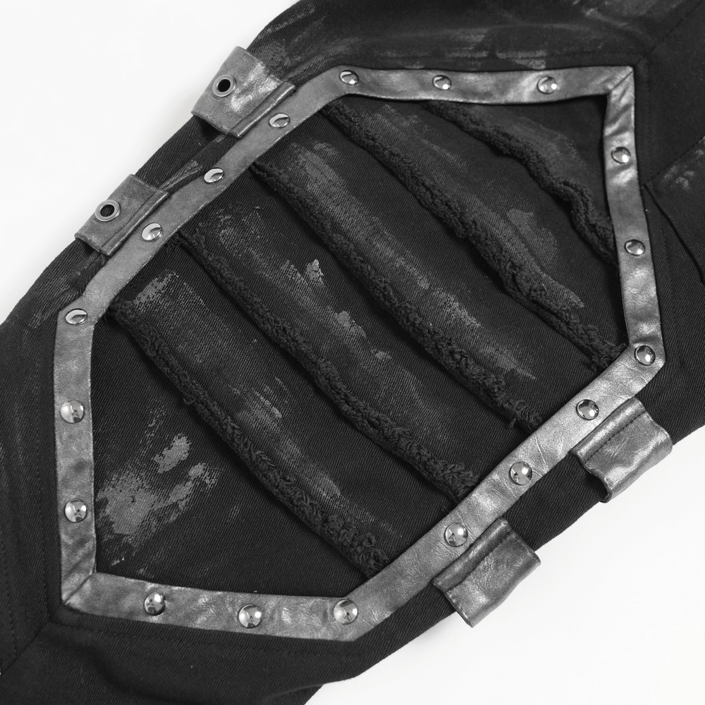 Gothic Punk Buckled Pants with Distressed Metal Details
