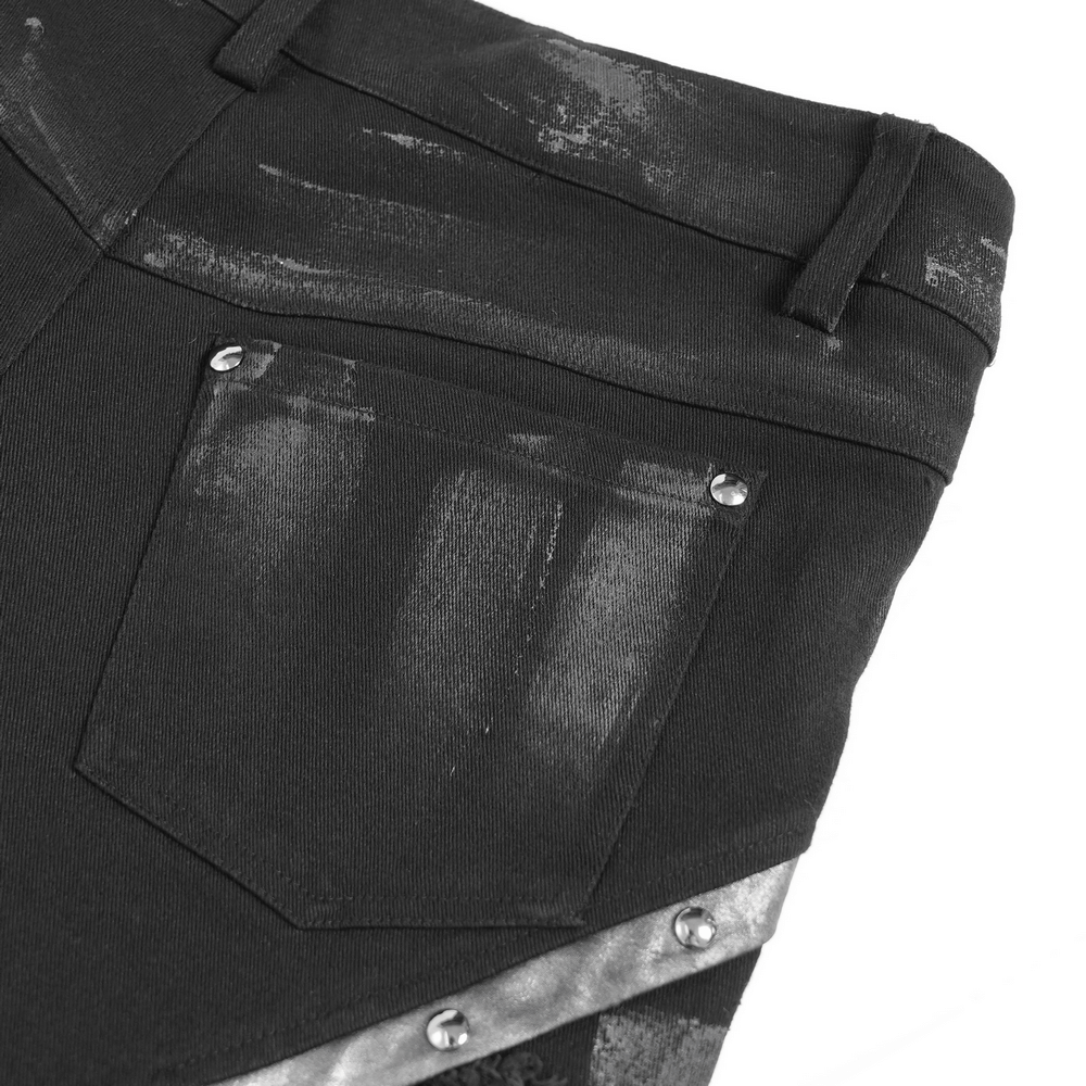 Gothic Punk Buckled Pants with Distressed Metal Details