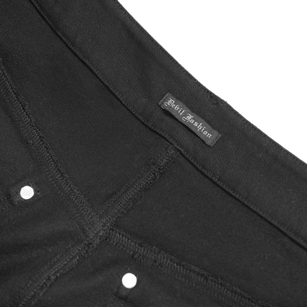 Gothic Punk Buckled Pants with Distressed Metal Details