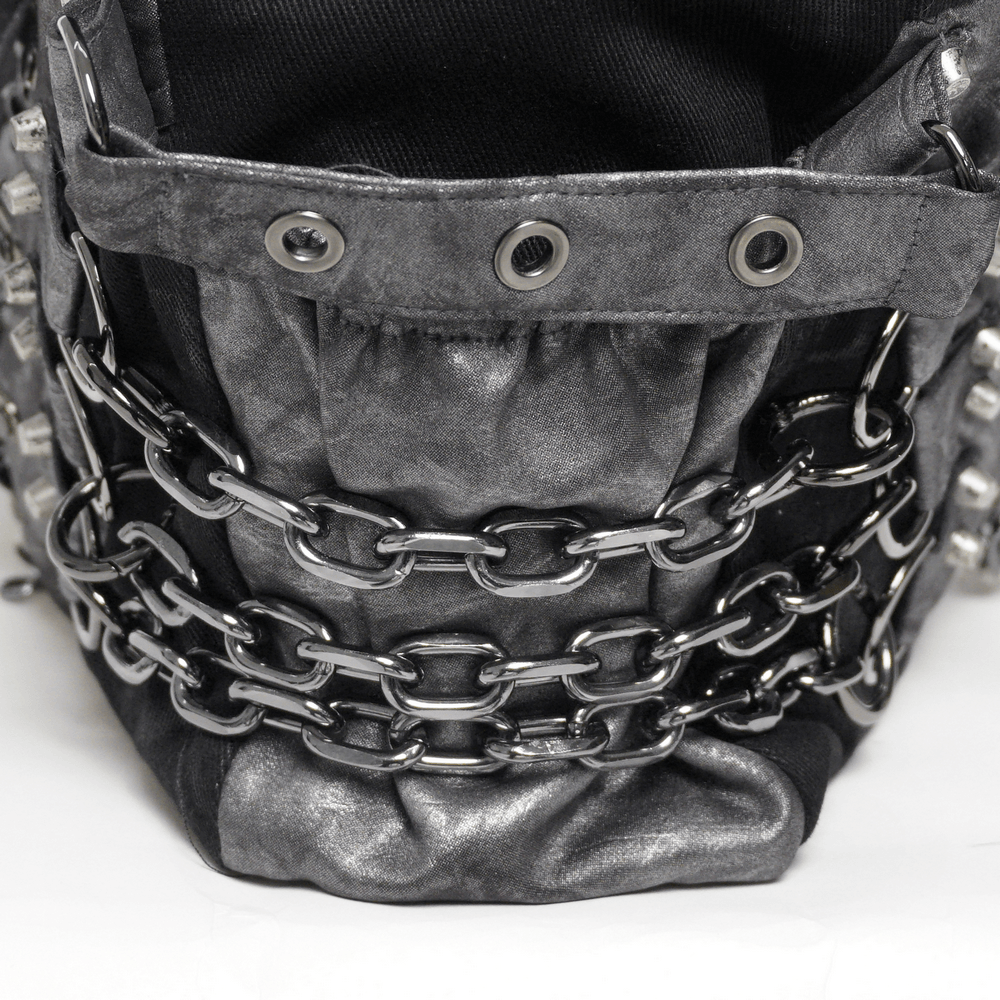 Gothic Punk Chain Shoulder Bag with Buckle Straps