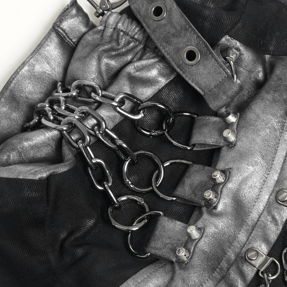 Gothic Punk Chain Shoulder Bag with Buckle Straps
