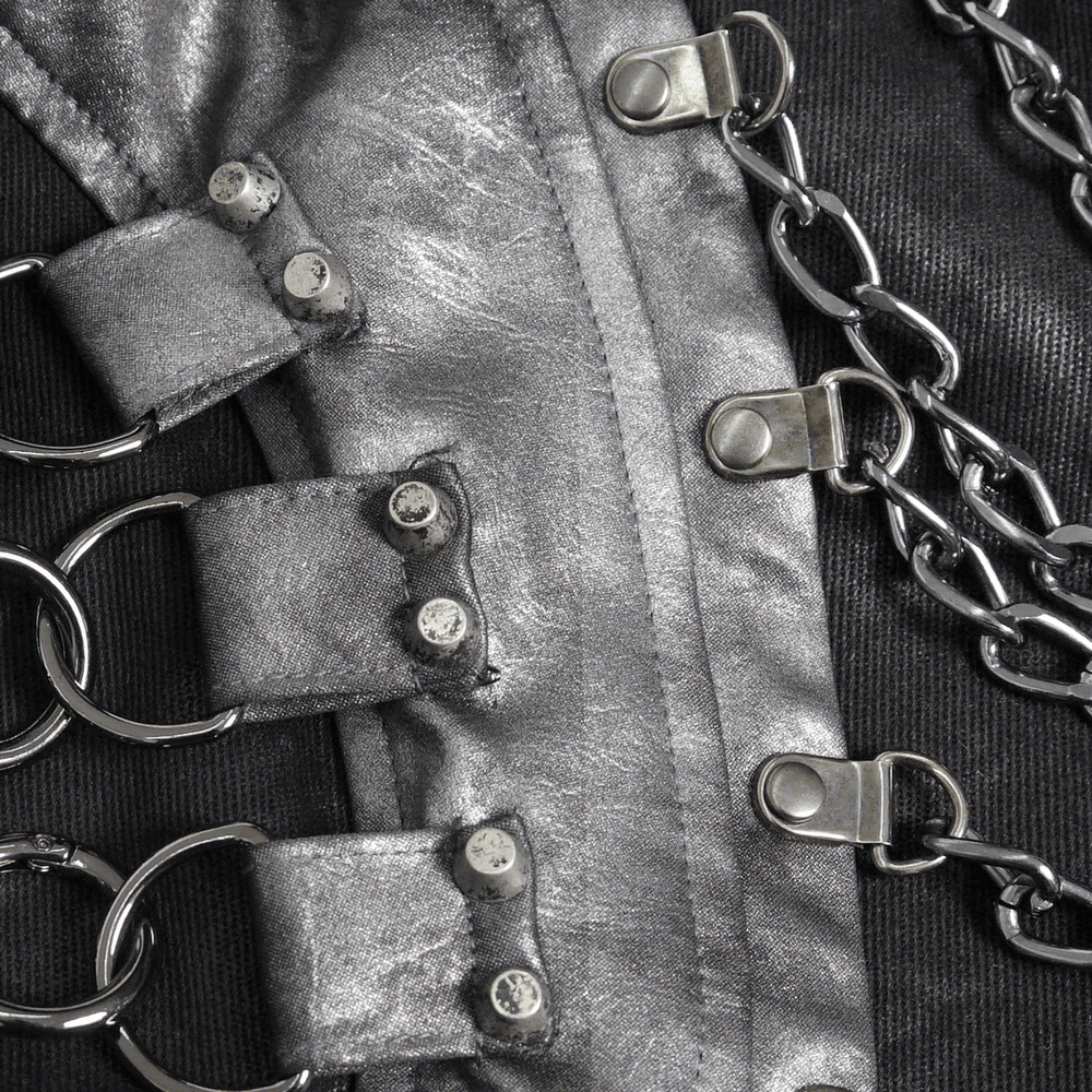 Gothic Punk Chain Shoulder Bag with Buckle Straps