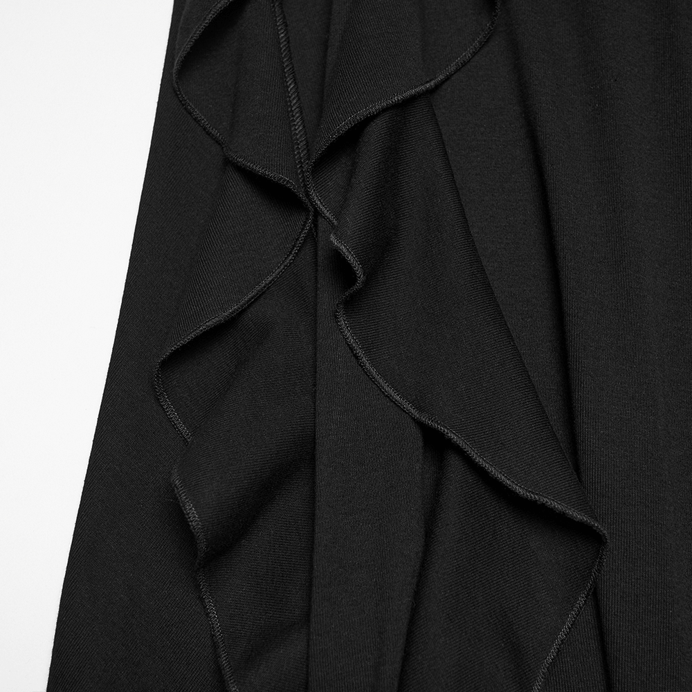 Gothic Punk Halter Mesh Dress With Ruffled Hem