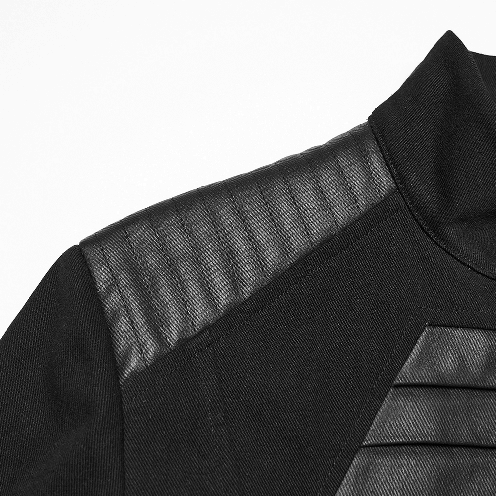 Gothic Punk Jacket with Coffin Panel and Leather Accents