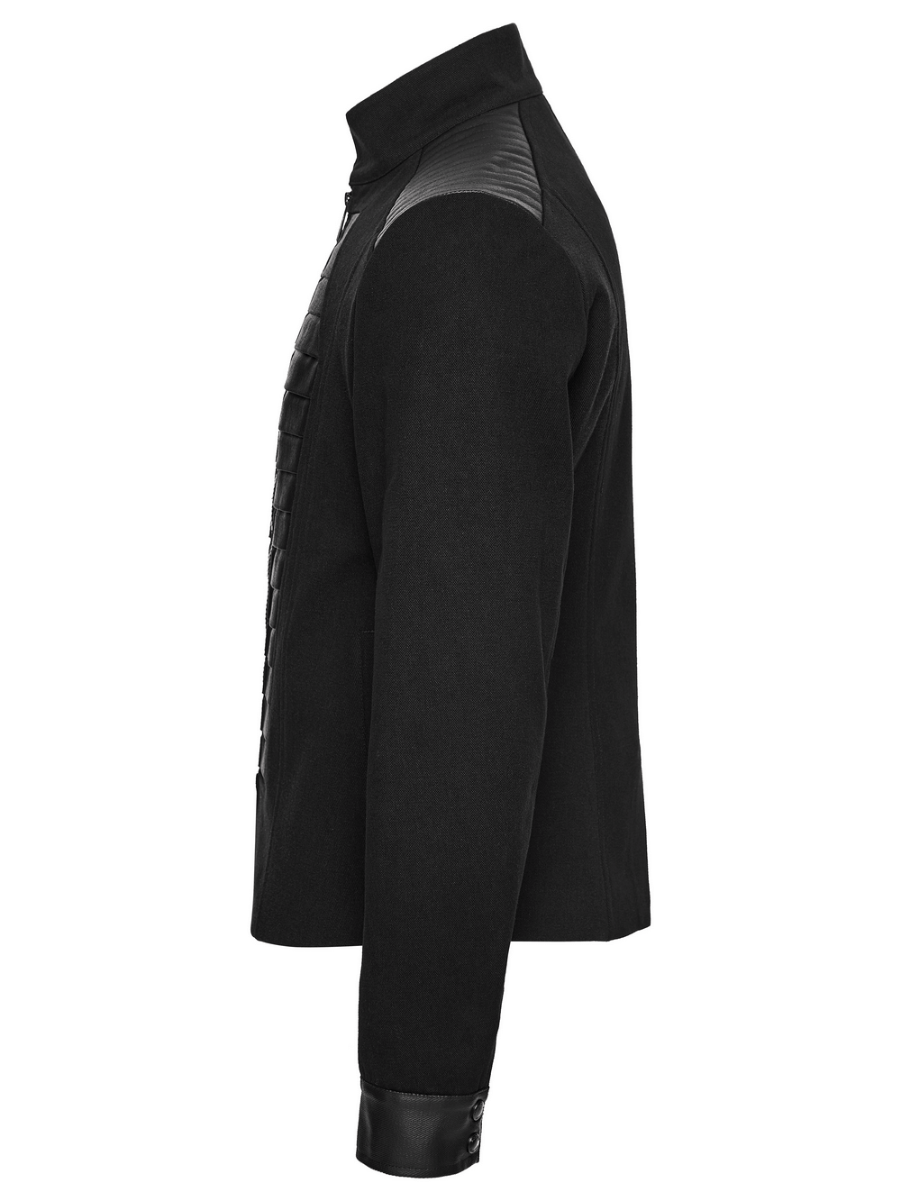 Gothic Punk Jacket with Coffin Panel and Leather Accents