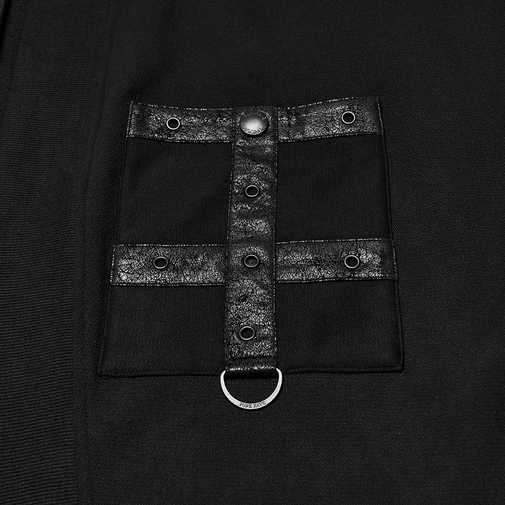 Gothic Punk Long Cardigan With Studded Straps