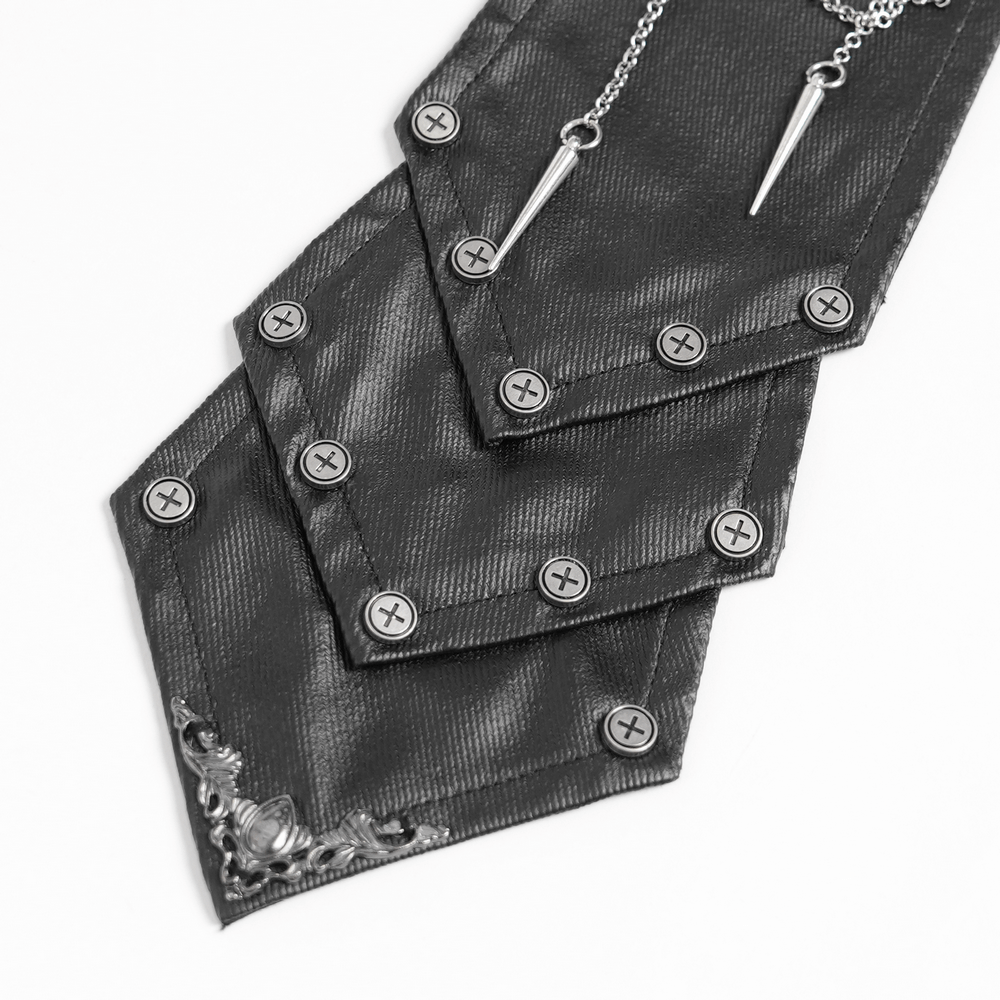 Gothic Punk Spider Web Chain Necktie with Studs