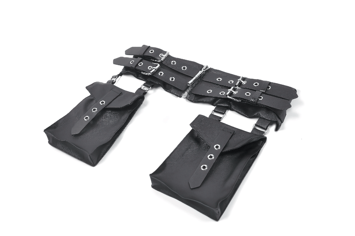 Gothic Punk Utility Waist Belt with Double Cargo Pouches
