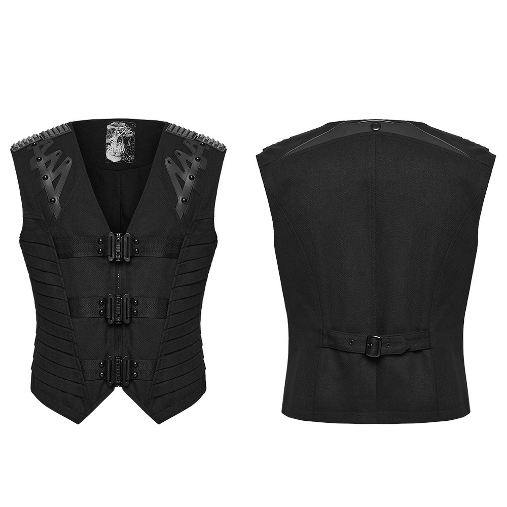 Gothic Punk Warrior Vest with Armor Shoulder Details