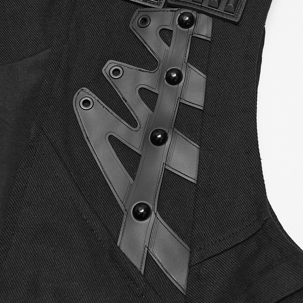 Gothic Punk Warrior Vest with Armor Shoulder Details