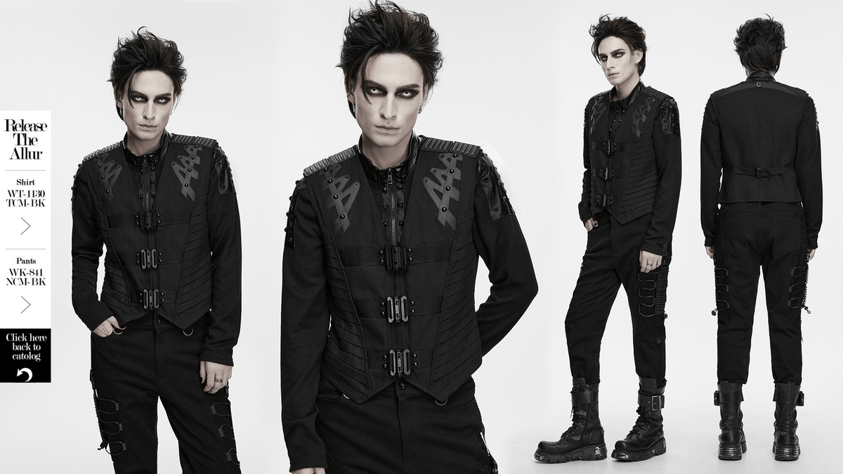 Gothic Punk Warrior Vest with Armor Shoulder Details