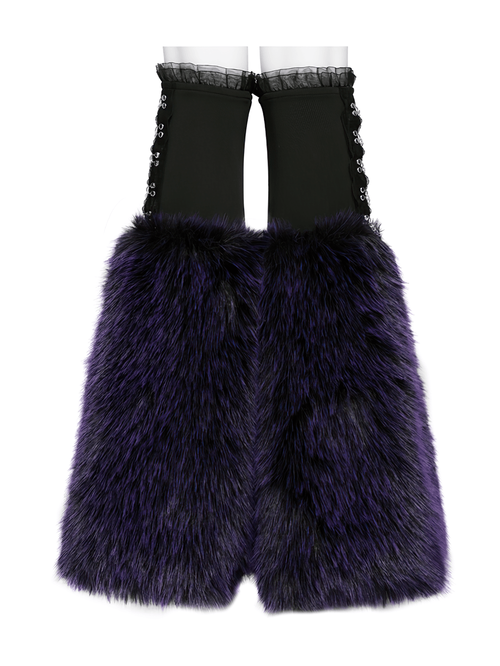 Gothic Purple Faux Fur Leg Warmers with Buckles