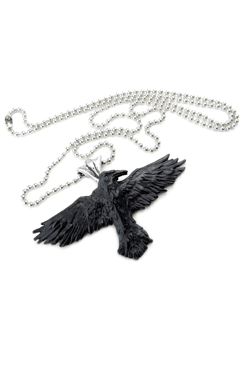 Gothic Raven Pendant with Polished Bail Chain