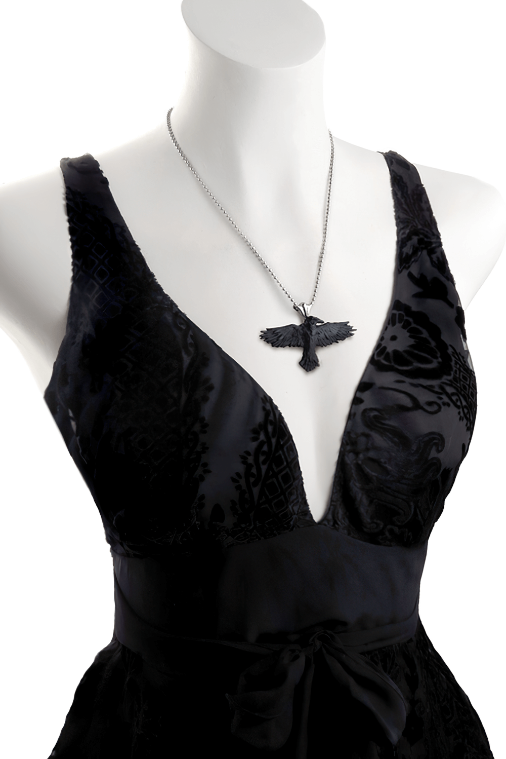 Gothic Raven Pendant with Polished Bail Chain