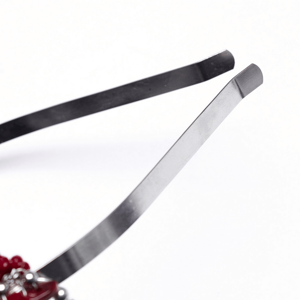 Gothic Red Crystal Crown with Silver Cross Tassels