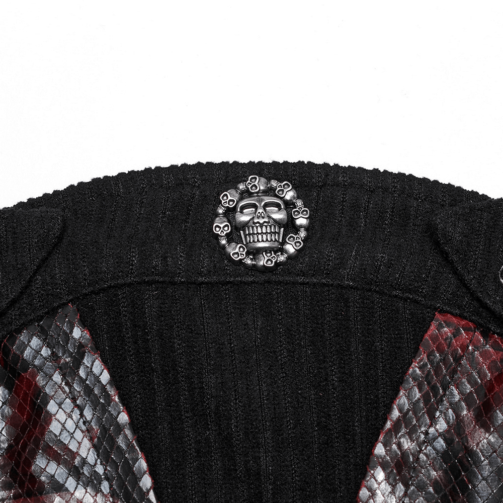 Gothic Red Snake Print Tube Top with Lace and Buckles
