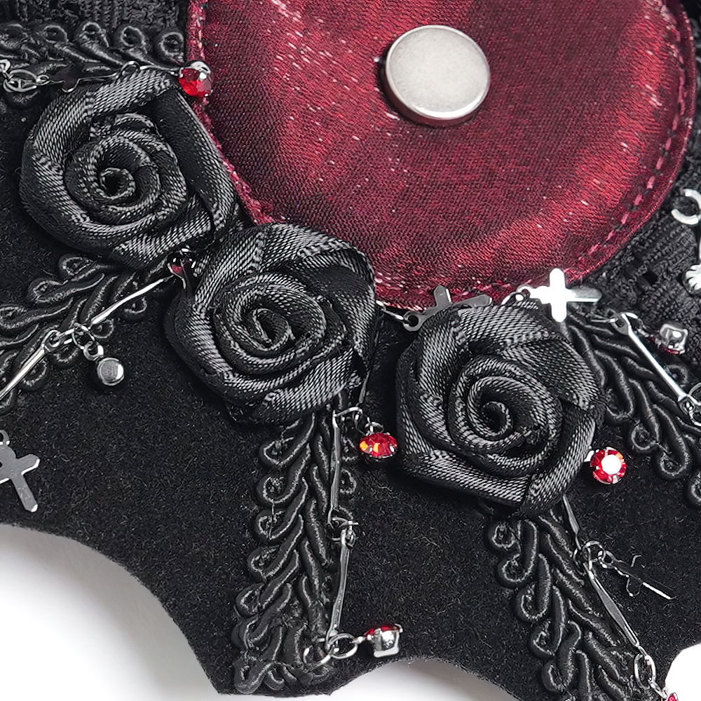 Gothic Rose Cross Hair Clip with Spider Web and Skull Detail