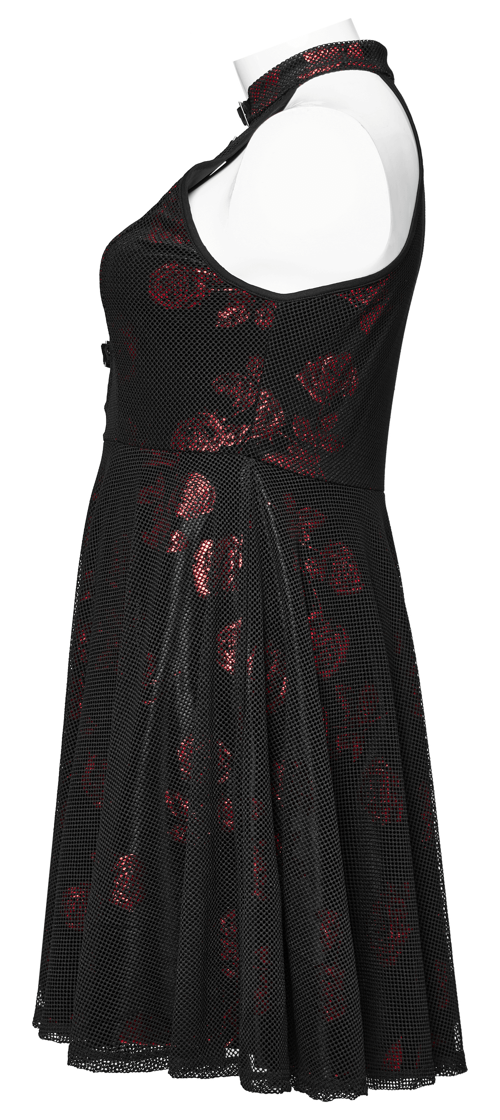 Gothic Roses A-Line Design Dress with V-Neck and Buckles