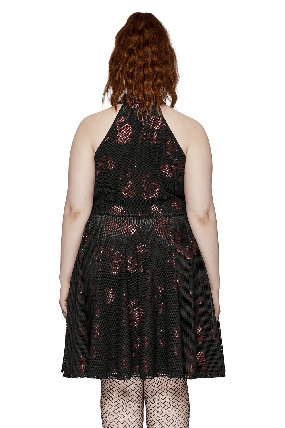 Gothic Roses A-Line Design Dress with V-Neck and Buckles