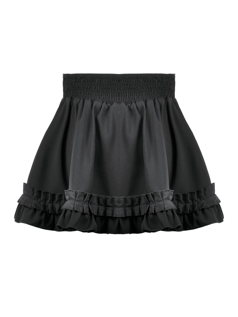 Gothic Ruffle Mini Skirt with Bow and Satin Layers