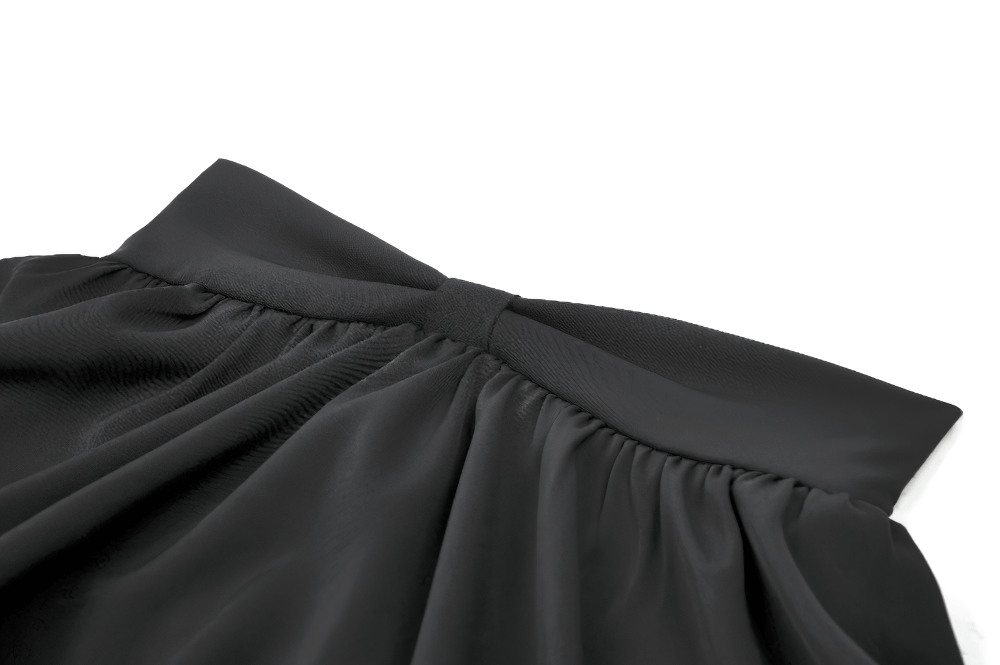 Gothic Ruffle Mini Skirt with Bow and Satin Layers