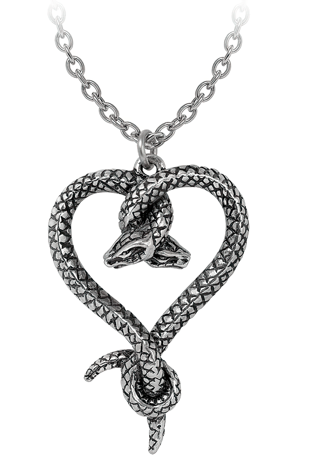 Gothic Serpent Heart Pendant Necklace for Dark Romance