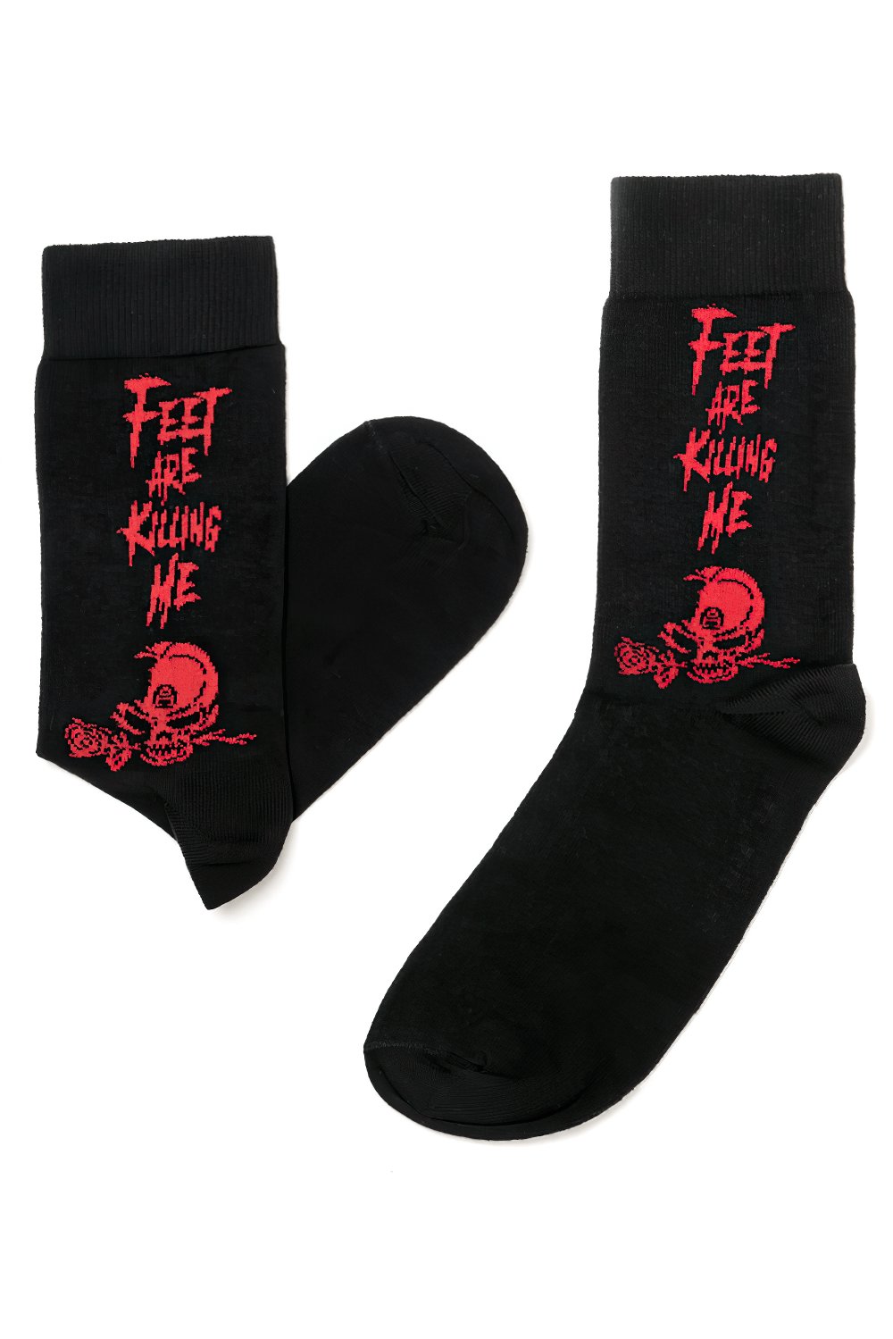 Gothic Skull and Rose Feet Are Killing Me Socks