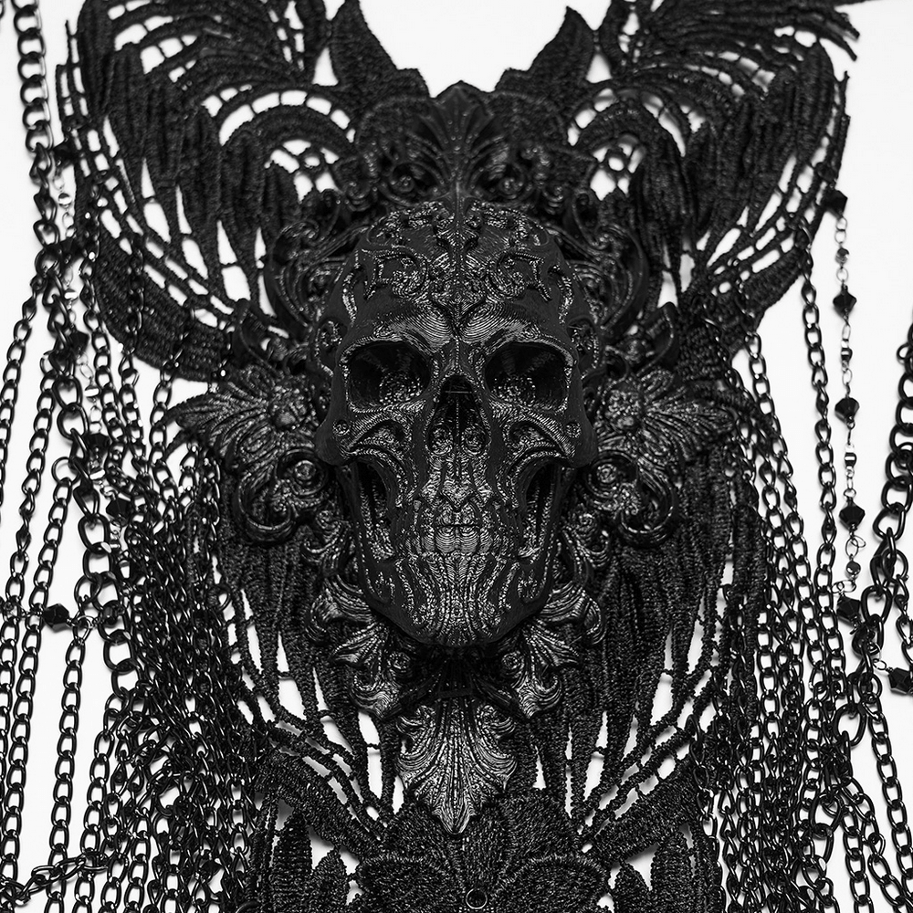 Gothic Skull Chain Body Harness with Lace Details