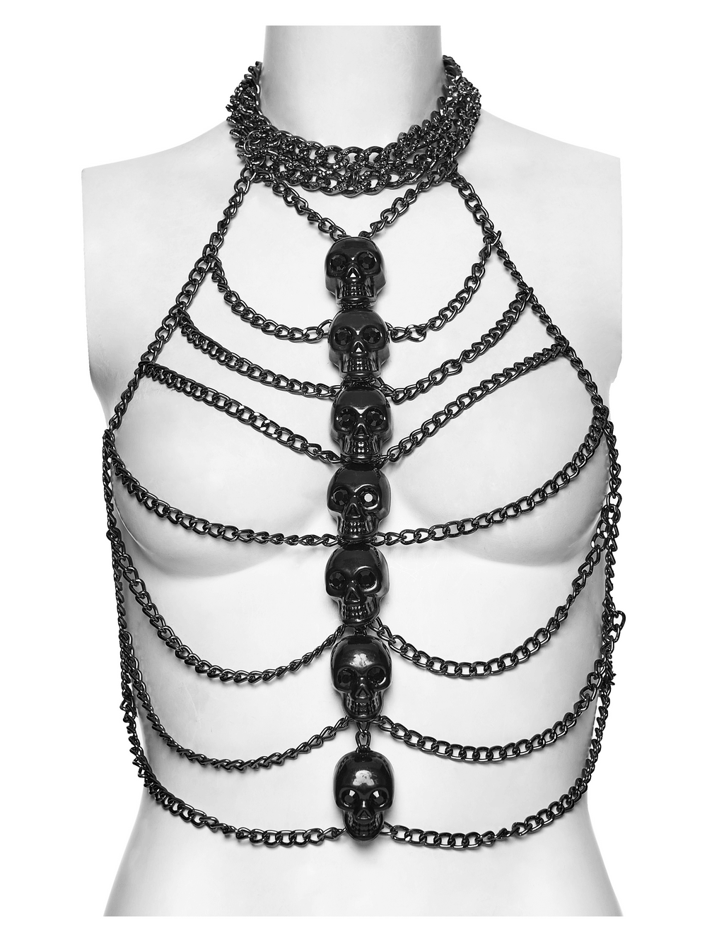 Gothic Skull Chain Harness Cyberpunk for Women