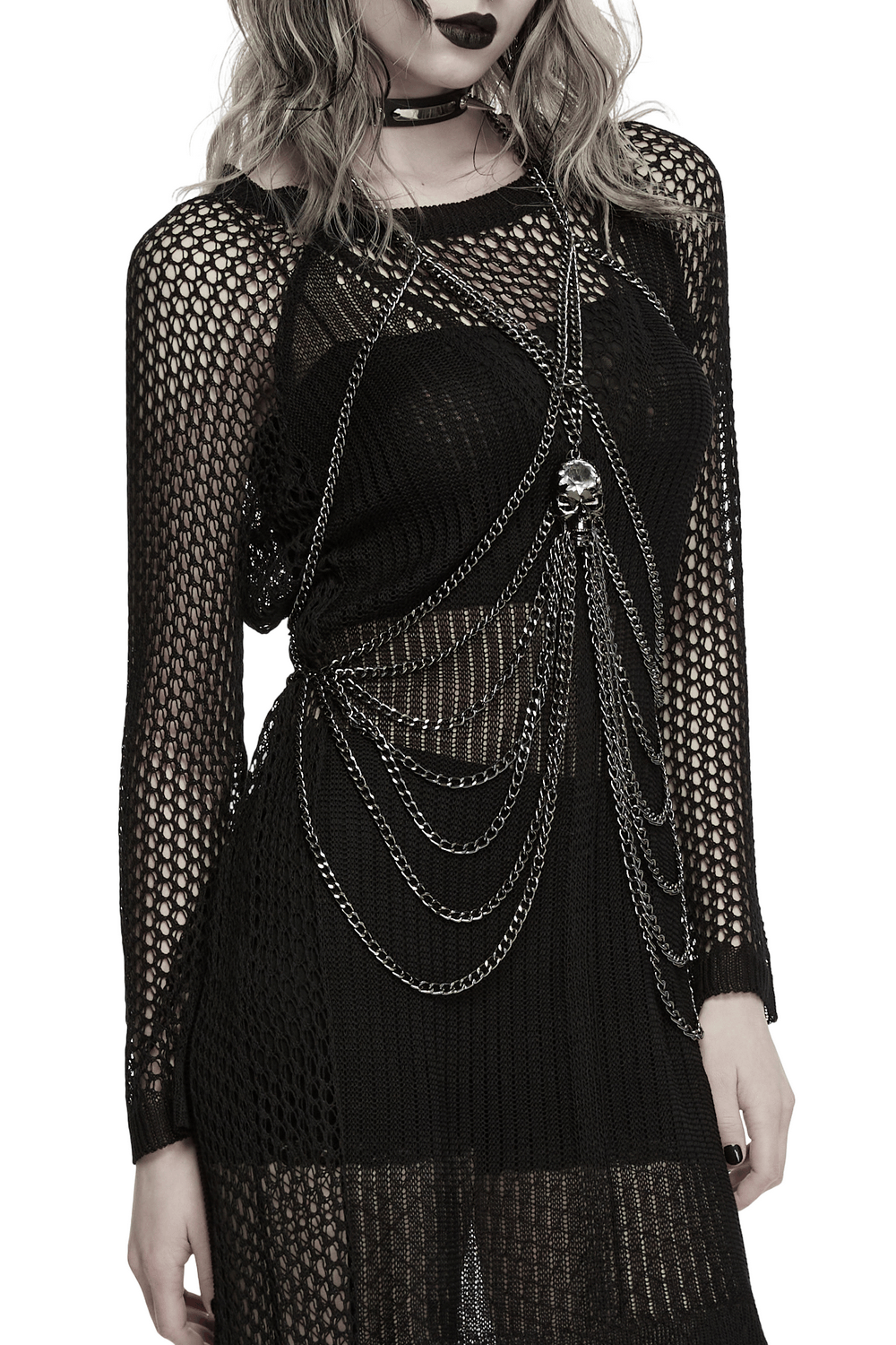 Gothic Skull Draped Body Chain Harness Jewelry