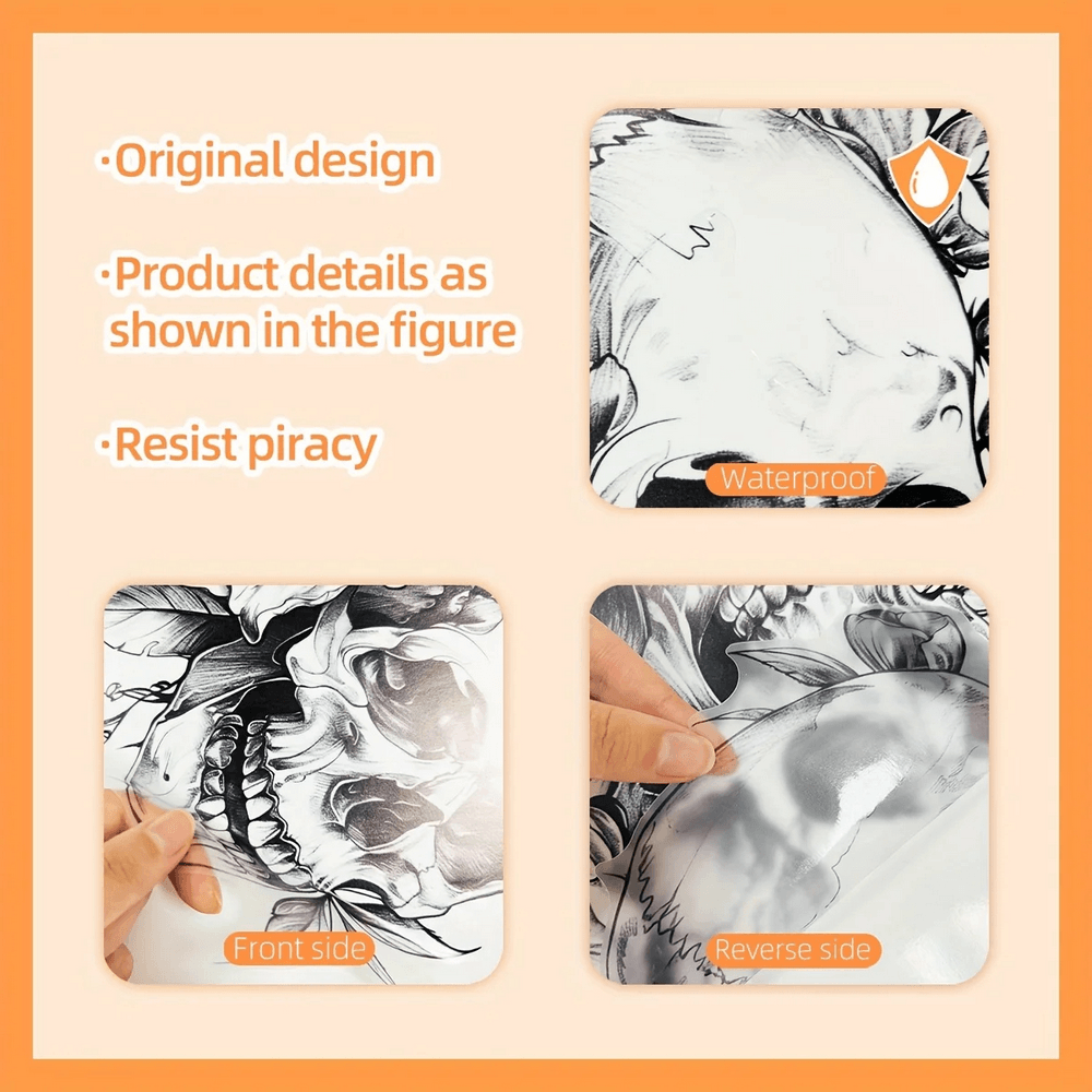 Gothic Skull Flower Wall Sticker for Halloween Decor