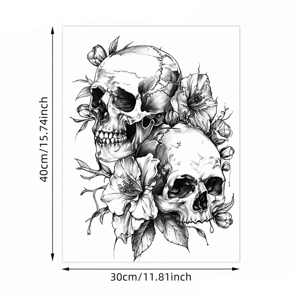 Gothic Skull Flower Wall Sticker for Halloween Decor