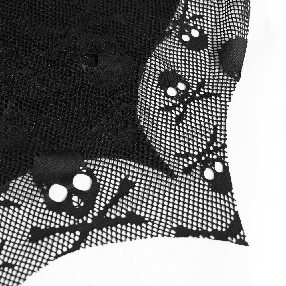 Gothic Skull Lace Mini Skirt with Strap Details