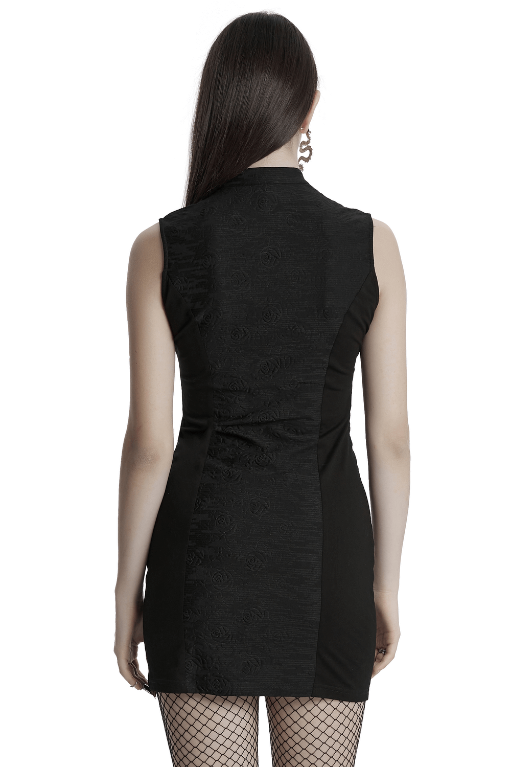 Gothic Sleeveless Cheongsam Dress with Hollow Cutout